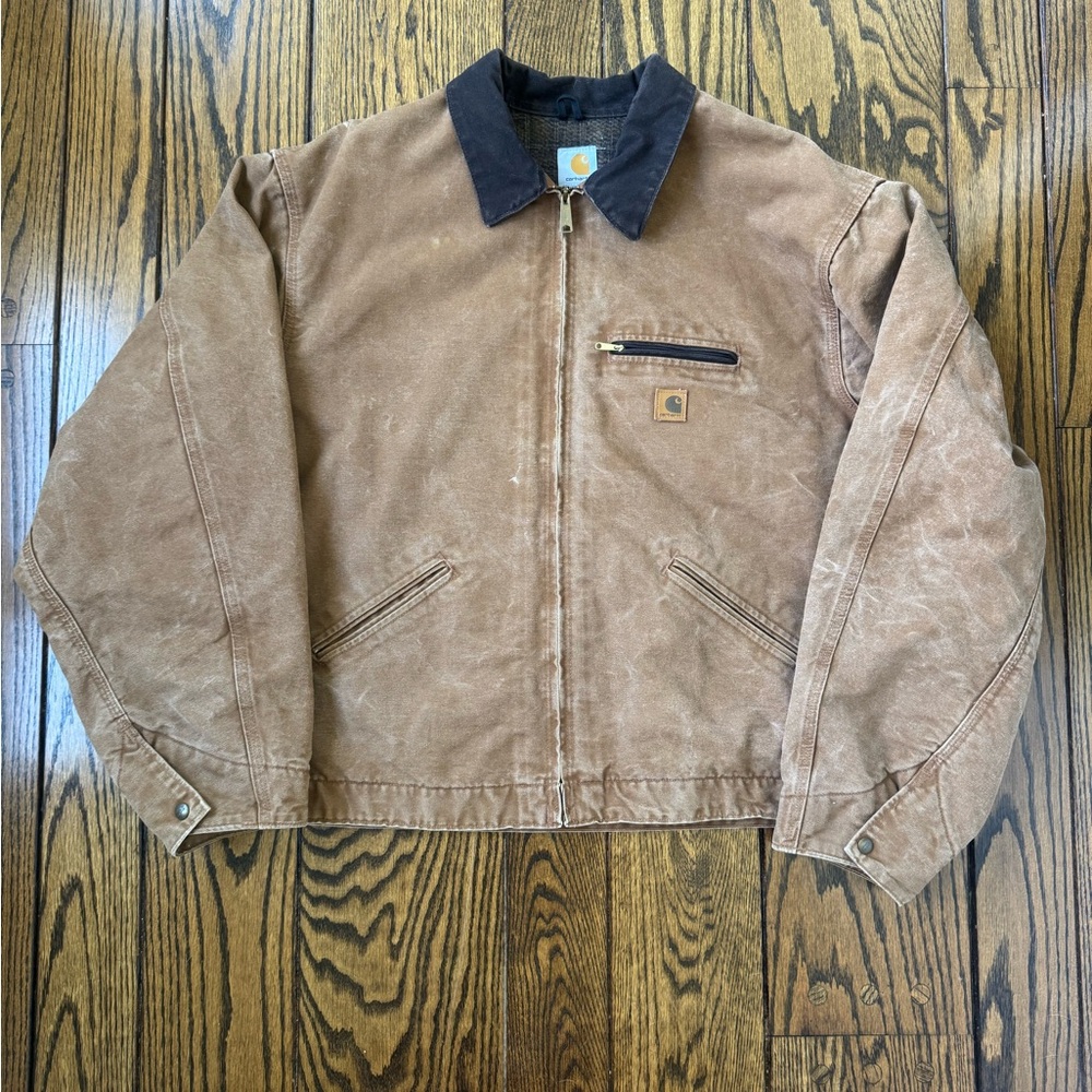 2009 Carhartt Brown Detroit Jacket J97 with Plaid Lining 4XL